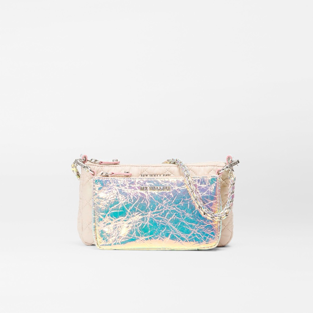 Mz Wallace Iridescent Blue And Pink Crossbody Bag